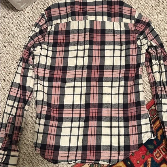 North face plaid flannel shirt small pink navy - Picture 5 of 5